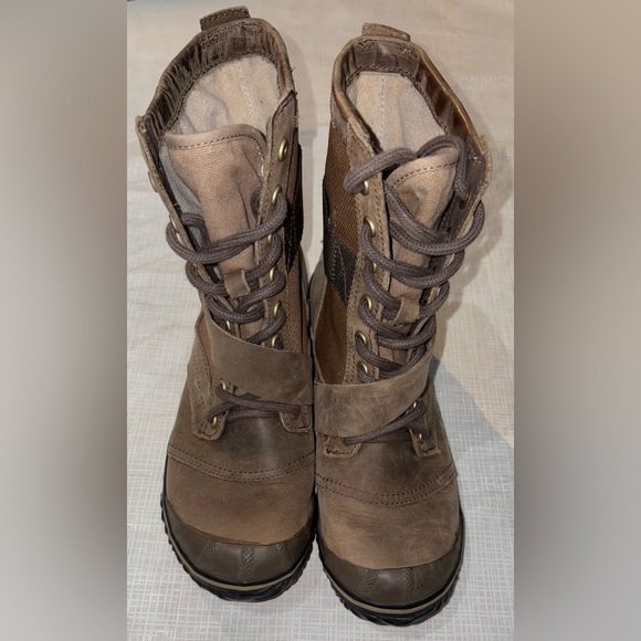 Sorel slimboot Sz 7.5  Brown Leather Buckle lace up Women's Boots duck booties - Picture 3 of 8